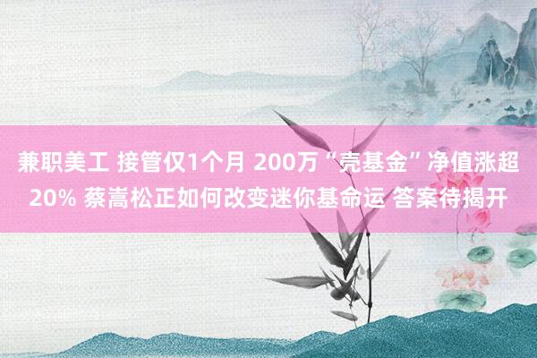 兼职美工 接管仅1个月 200万“壳基金”净值涨超20% 蔡嵩松正如何改变迷你基命运 答案待揭开